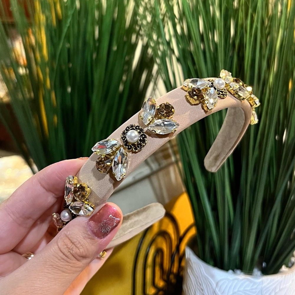 Tan Rhinestone Headband